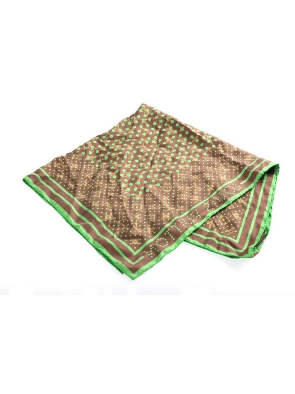 Louis Vuitton Monogram Perfo Dot Silk Scarf Brown Green